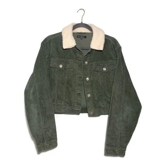 Forever 21 Jackets Coats Hunter Green Boxy Corduroy Cropped